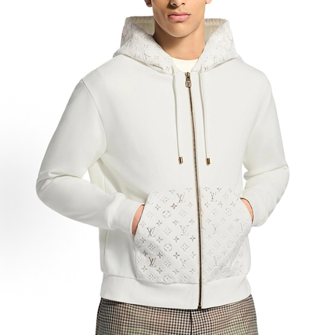 lv louis vuitton monogram reflective full zip hooded sweatshirt